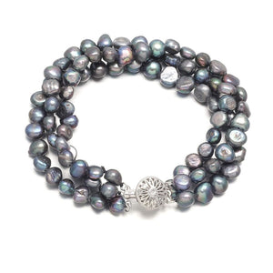 Black Baroque Freshwater Pearl Bracelets Jewelry Bangle for Women