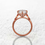 Square White Sapphire Ring Rose Gold Engagement for Women Jewelry