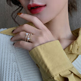 Three-Layer Pearl Gold Ring For Women Wedding Jewelry