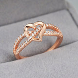 Inlaid Zircon Heart Ring For Women Wedding Anniverssary Jewelry