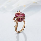 Luxury Pink Apple Wedding Ring for Women Anniversary Gift Jewelry