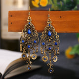 Ethnic Carved Gold Hollow Earrings Women Flower Wedding Jewelry