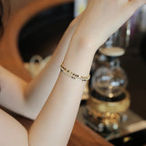 Gold Elastic Chain Rhinestone Bracelet for Women Anniverssary Jewellery