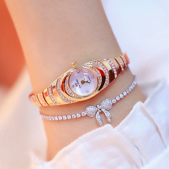 Luxury Bridal Wristwatche Women Rose Gold Wedding Jewelry