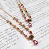 Garnet Gemstones Necklace Topaz Tourmaline Women  Party Anniversary Jewelry