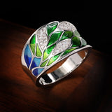 Inlaid Green Flower Zircon Ring 925 Silver for Women Wedding Jewelry