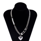 Punk Heart Pendant Necklace for Women Chain Jewelry Gift