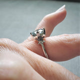 Round Sky Blue Flower Ring Women Anniverssary jewelry