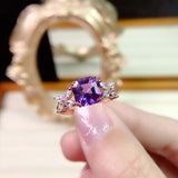 Purple Square Zircon Ring for Women Wedding Party Jewelry