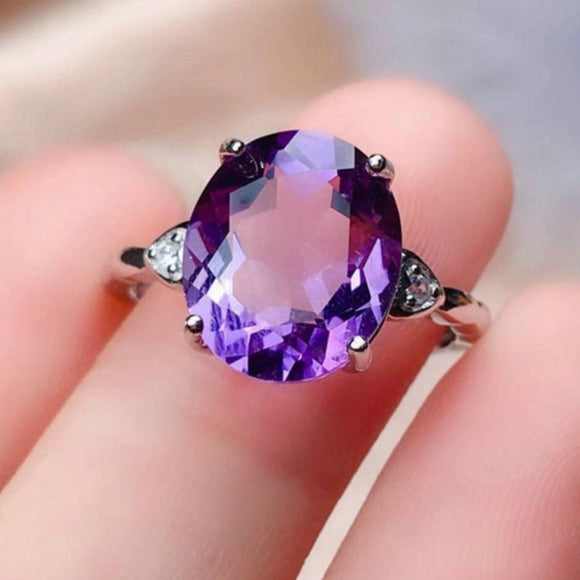 Purple Amethyst Gemstone Ring For Women Fine Jewelry