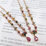 Garnet Gemstones Necklace Topaz Tourmaline Women  Party Anniversary Jewelry