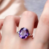 Purple Amethyst Gemstone Ring For Women Fine Jewelry