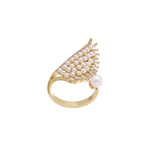 Luxury Wing Angel Pearl Ring For Women Wedding Anniverssary Jewelry