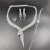 Silver Sapphire Bridal Jewelry Set Women Wedding Jewelry