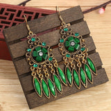 Ethnic Carved Gold Hollow Earrings Women Flower Wedding Jewelry