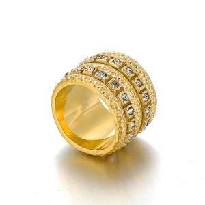 Roman Double Row Ring Zircon Classic Women Jewelry