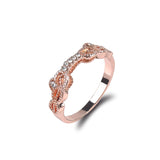 Shiny Zircon Gemstone Ring Set Women Wedding Rose Gold Jewelry