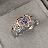 Heart Rose Flower Ring Women Wedding Engagement Jewelry