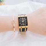 Luxury Black Gold Watch Quartz Watche Square Women Wristwatch