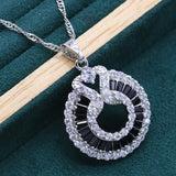 Luxurious Black Crystal Jewelry Set For Women Silver Birthday Jewelry