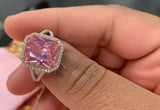 Natural Pink Spinel Gemstone Ring 925 Sterling Silver Women's Wedding Jewelry