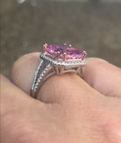 Natural Pink Spinel Gemstone Ring 925 Sterling Silver Women's Wedding Jewelry