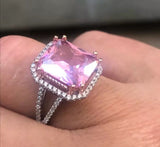 Natural Pink Spinel Gemstone Ring 925 Sterling Silver Women's Wedding Jewelry