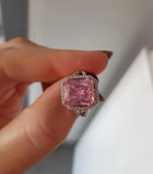 Natural Pink Spinel Gemstone Ring 925 Sterling Silver Women's Wedding Jewelry