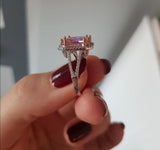 Natural Pink Spinel Gemstone Ring 925 Sterling Silver Women's Wedding Jewelry