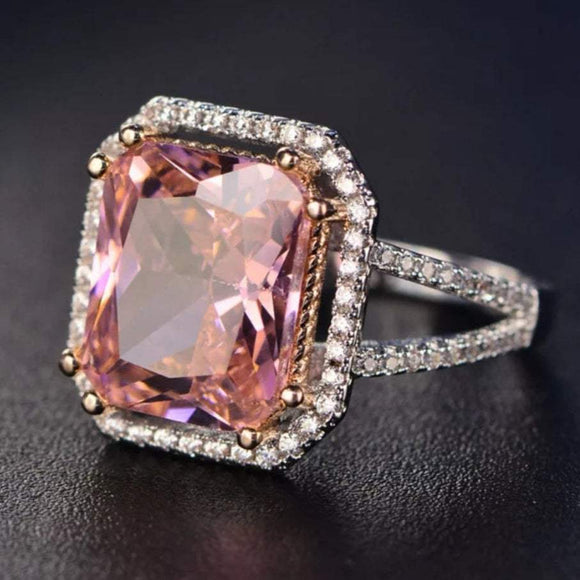 Natural Pink Spinel Gemstone Ring 925 Sterling Silver Women's Wedding Jewelry