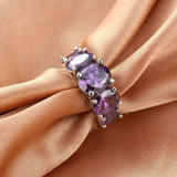 Vintage Purple Alexandrite Ring Silver Women Engagement Jewelry