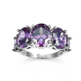 Vintage Purple Alexandrite Ring Silver Women Engagement Jewelry