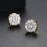 Unique Punk Iced Zircon Stud Earrings for Women Gold Wedding Jewelry