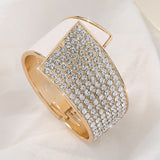 Luxury Wide Zircon Bracelet Gold Women Party jewelry