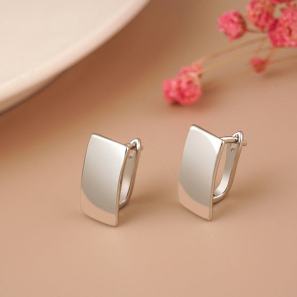 Shiny Rectangular Gold Earrings for Women Engagement Jewelry