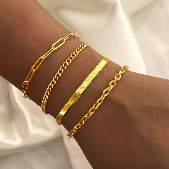 Gold Twist Cuban Chain Bracelet for Women Jewelry Gifts