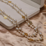 Double Layer Pearl Necklace For Women Rose Flower Women Wedding Jewelry