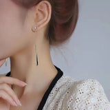 Luxury Black Tassel Drop Earrings Party For Women Wedding Jewelry