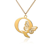 Big Butterfly Letters Pendant Necklaces For Women Jewelry