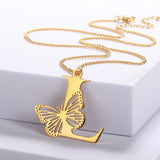 Big Butterfly Letters Pendant Necklaces For Women Jewelry