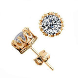 Round White Zircon Stud Earrings For Women Wedding Jewelry