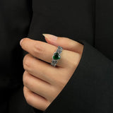 Classic Emerald Green Gemstone Ring Women Wedding Anniversary Jewelry