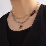 Punk Heart Pendant Necklace for Women Chain Jewelry Gift