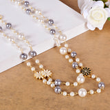 Double Layer Pearl Necklace For Women Rose Flower Women Wedding Jewelry