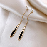 Luxury Black Tassel Drop Earrings Party For Women Wedding Jewelry