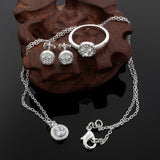 Shiny White Gemstones jewelry Set silver women Jewelry