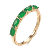 Natural Vintage Green Emerald Ring  Women 585 Rose Gold Wedding Jewelry