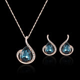 Waterdrop Rhinestone Pendant Jewelry Set Women Wedding Jewelry