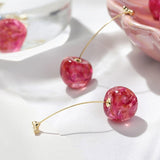 Cherry Long Drop Earrings Women Wedding Jewelry