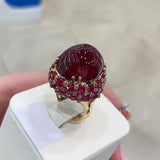 Luxury Oval Ruby Ring 585 Rose Gold for Women Wedding Jewelry